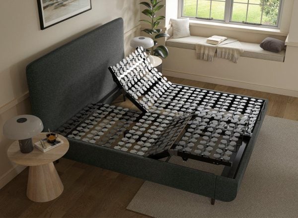 TEMPUR® Sensory Arc Adjustable Upholstered Bed Frame  50 King  Grey | Bed Sava