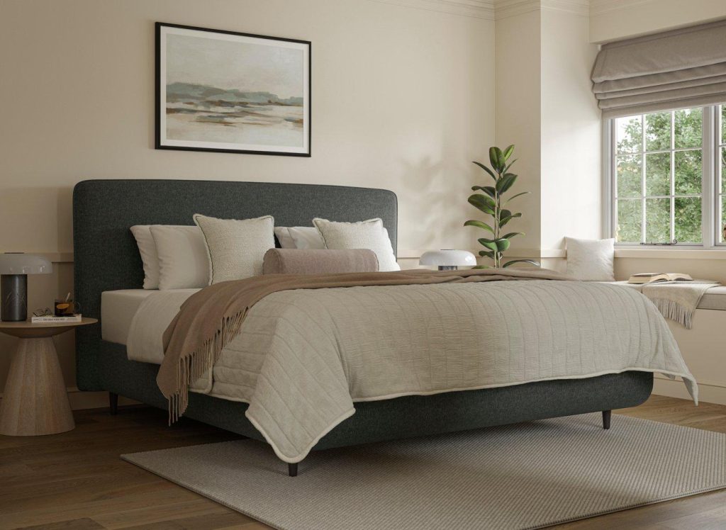 TEMPUR® Sensory Arc Upholstered Bed Frame - 5'0 King - Grey