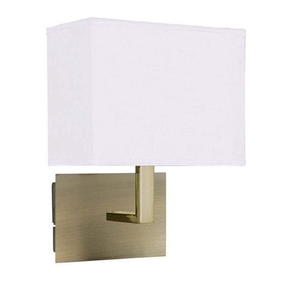 Antique Brass Wall Light With Oblong Rectangular Fabric Shade | Bed Sava