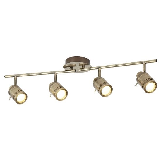 Striking Four Light Antique Brass Bathroom Spot Split-bar