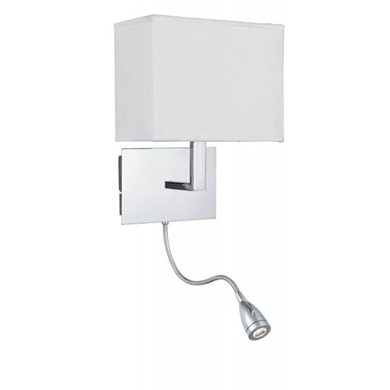 Dual Arm Chrome Wall Lamp With Oblong Fabric Shade | Bed Sava
