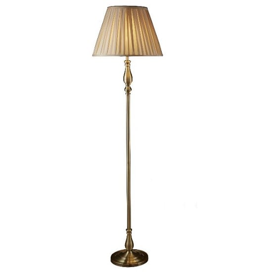 Antique Brass Floor Lamp With Pleated Fabric Shade | Bed Sava