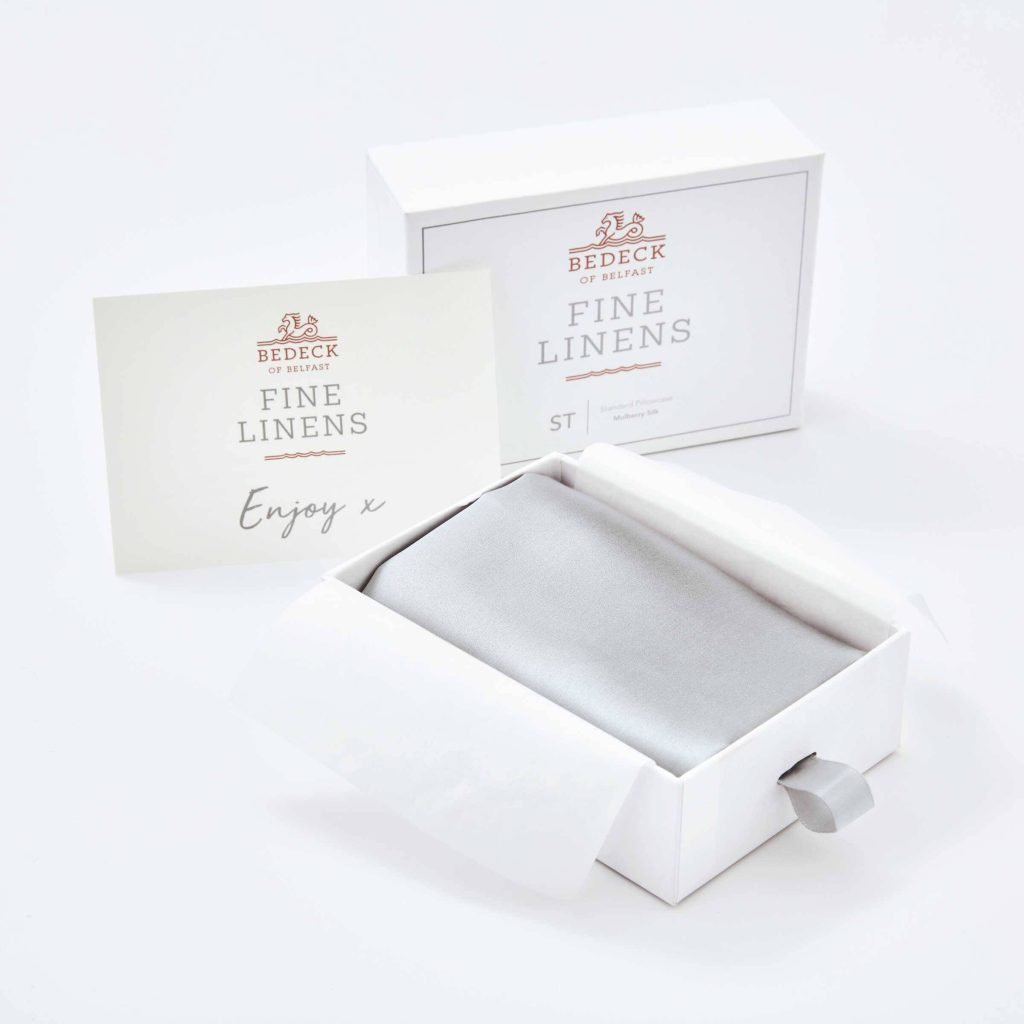 Bedeck of Belfast Fine Linens Silk Standard Pillowcase, Silver