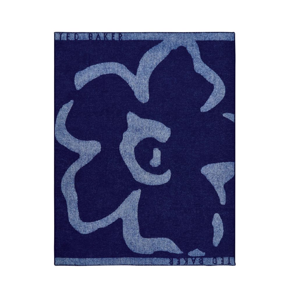 Ted Baker Magnolia Woven Throw, Navy