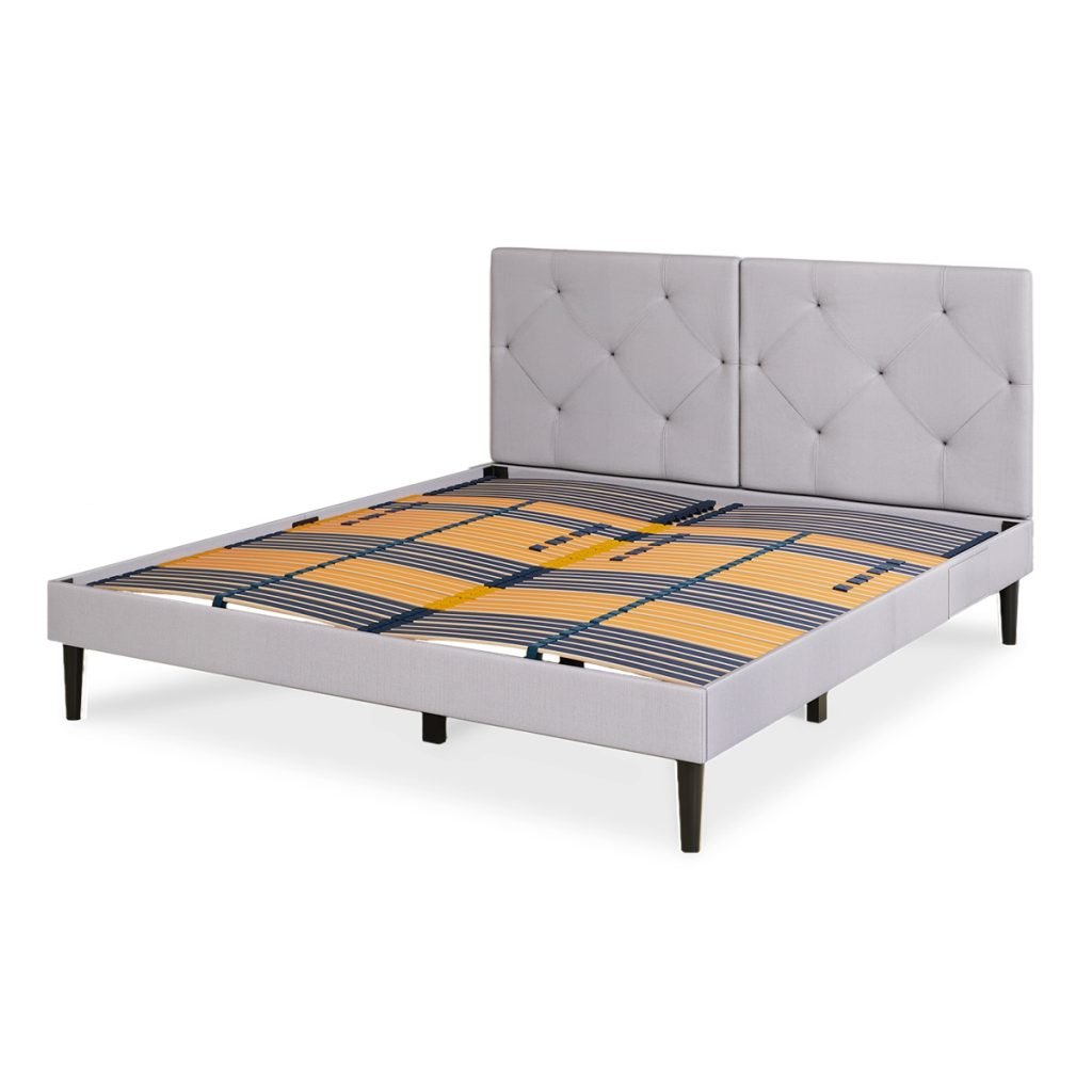 UK Emma Premium Signature Bed 150×200  Light Gray  Tufted Headboard | Bed Sava
