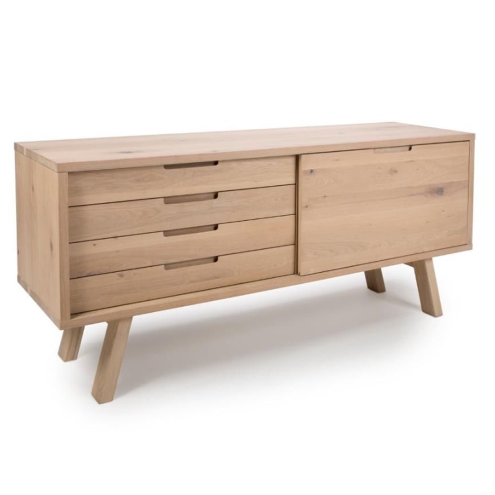 Bellmore Wooden Sideboard With 2 Drawers 1 Sliding Door In Light Oak