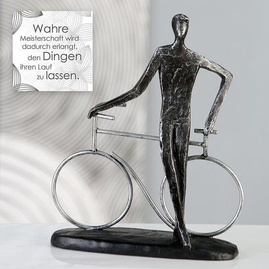 Champion Sculpture In Antique Silver With Black Base | Bed Sava