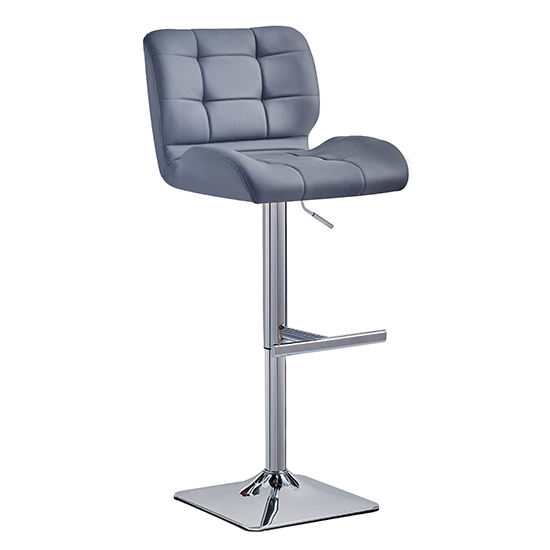 Candid Faux Leather Bar Stool In Grey With Chrome Base | Bed Sava