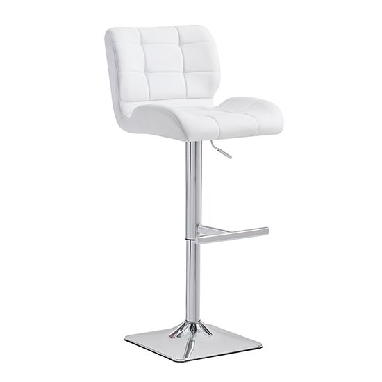 Candid Faux Leather Bar Stool In White With Chrome Base | Bed Sava
