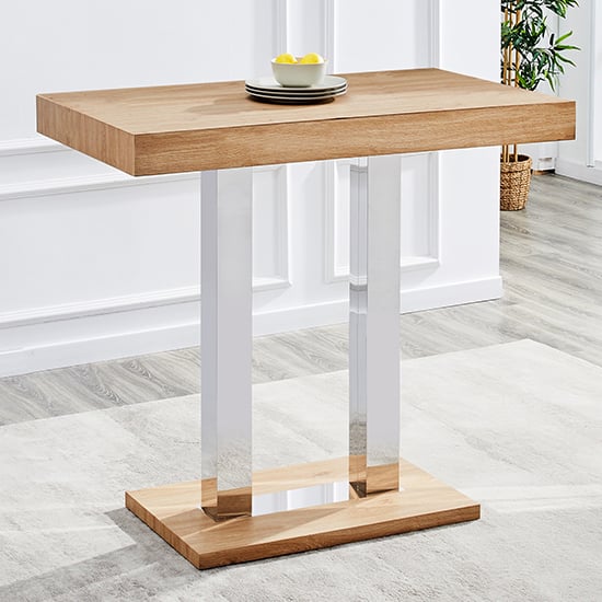 Caprice Rectangular Wooden Bar Table In Oak Effect | Bed Sava