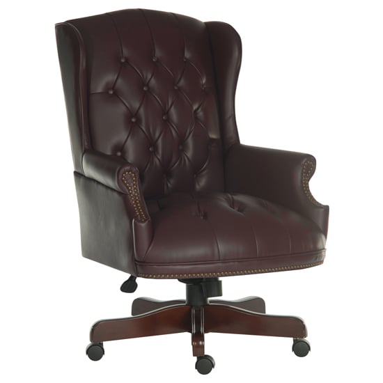 Chairman Traditional Faux Leather Executive Chair In Burgundy | Bed Sava
