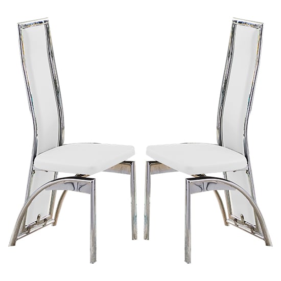 Chicago White Faux Leather Dining Chairs In Pair