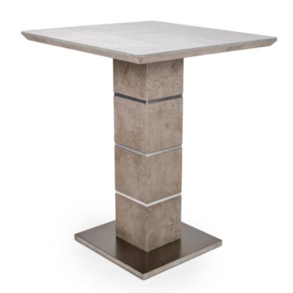 Dania Wooden Bar Table With Steel Base In Concrete Effect | Bed Sava