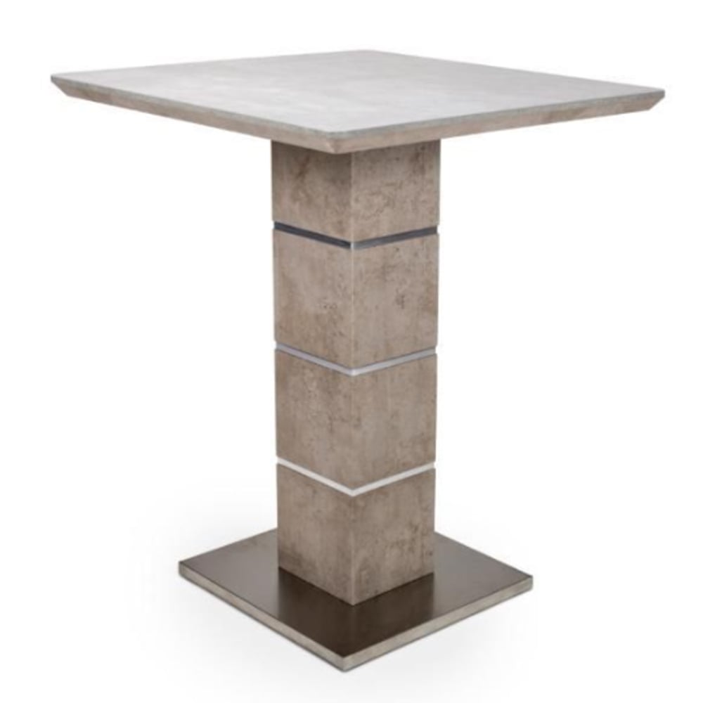 Dania Wooden Bar Table With Steel Base In Concrete Effect
