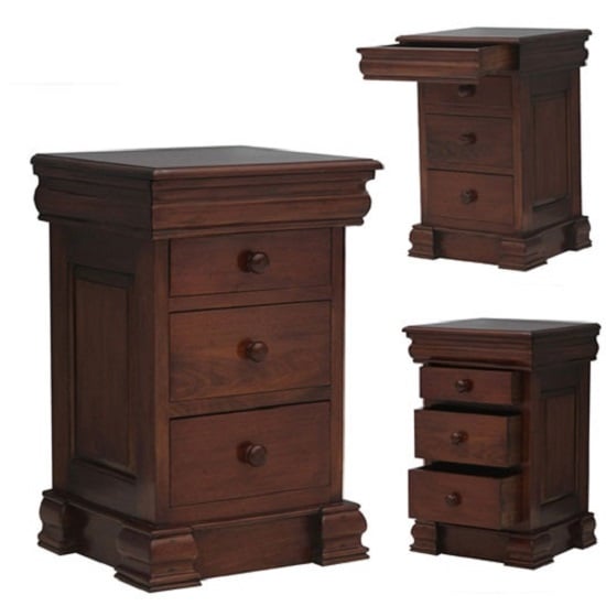 Belarus Bedside Cabinet In Mahogany With 4 Drawers | Bed Sava