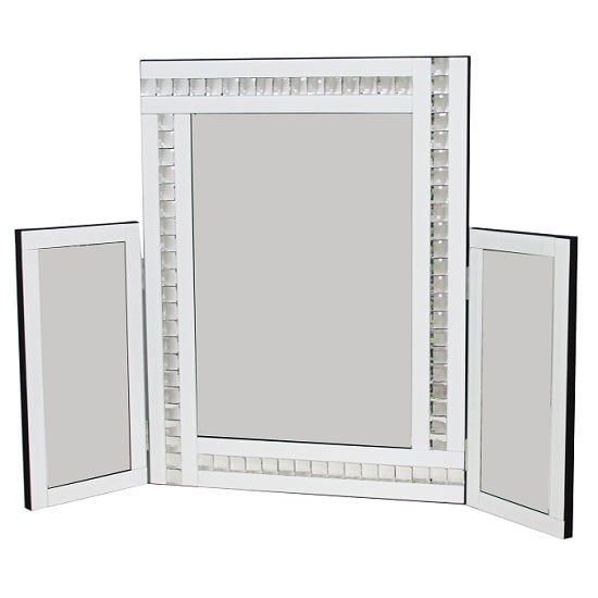 Elena Dressing Table Mirror In White With Acrylic Crystal Detail | Bed Sava