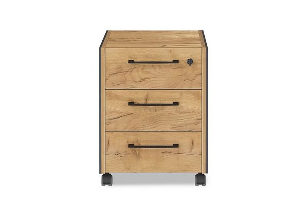 Aden Rolling Pedestal Unit  Graphite Oak | Bed Sava