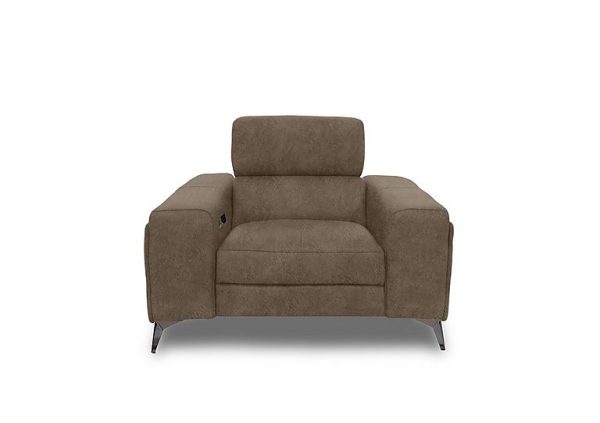 Action Fabric Power Recliner Armchair  Classic Brown | Bed Sava