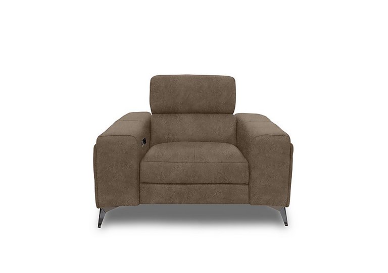 Action Fabric Power Recliner Armchair - Classic Brown