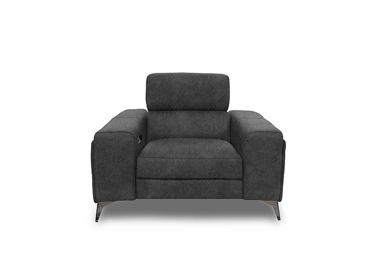 Action Fabric Power Recliner Armchair - Marble Dark Grey