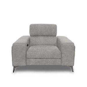 Action Fabric Power Recliner Armchair  Marble Light Grey | Bed Sava