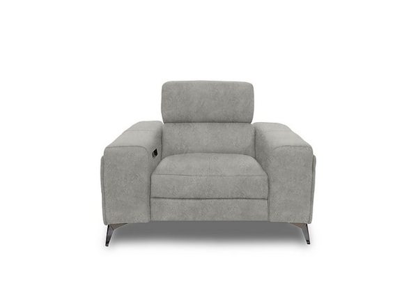 Action Fabric Power Recliner Armchair  Marble Light Grey | Bed Sava