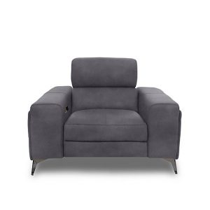 Action Fabric Power Recliner Armchair  Nappa Grey | Bed Sava