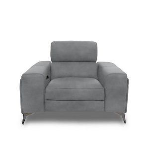 Action Fabric Power Recliner Armchair  Velvet Grey | Bed Sava