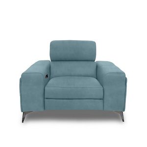 Action Fabric Power Recliner Armchair  Velvet Blu | Bed Sava