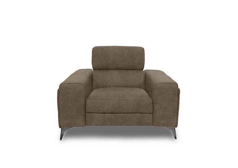 Action Fabric Armchair with Manual Storage Arm - Classic Brown