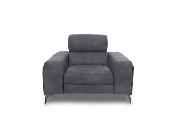 Action Fabric Armchair with Manual Storage Arm  Nappa Grey | Bed Sava