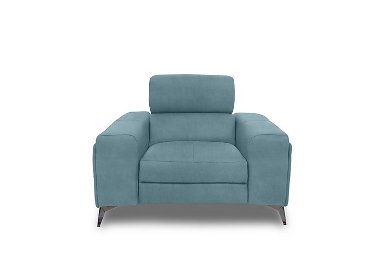 Action Fabric Armchair with Manual Storage Arm - Velvet Blu