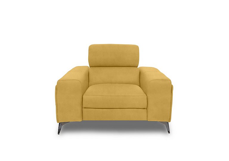 Action Fabric Armchair with Manual Storage Arm - Velvet Giallo