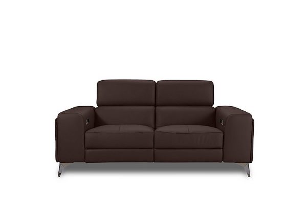 Action Leather 2 Seater Power Recliner Sofa  Burgundy | Bed Sava