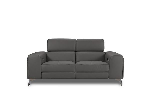 Action Leather 2 Seater Power Recliner Sofa  Grey | Bed Sava