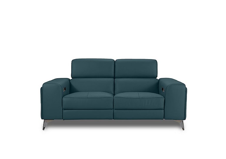 Action Leather 2 Seater Power Recliner Sofa - Midnight Jade