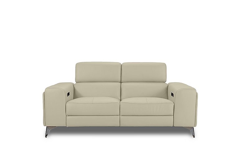 Action Leather 2 Seater Power Recliner Sofa - Natural Sand
