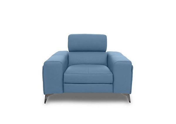 Action Leather Armchair with Manual Storage Arm  Blu | Bed Sava