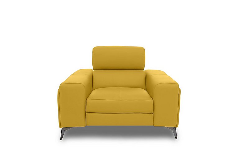 Action Leather Armchair with Manual Storage Arm - Giallo