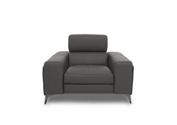 Action Leather Armchair with Manual Storage Arm  Grey | Bed Sava