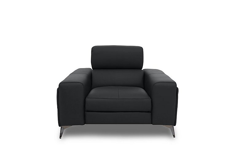 Action Leather Armchair with Manual Storage Arm - Natural Black Mica