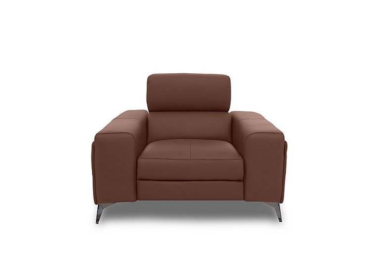 Action Leather Armchair with Manual Storage Arm - Natural Redmaple