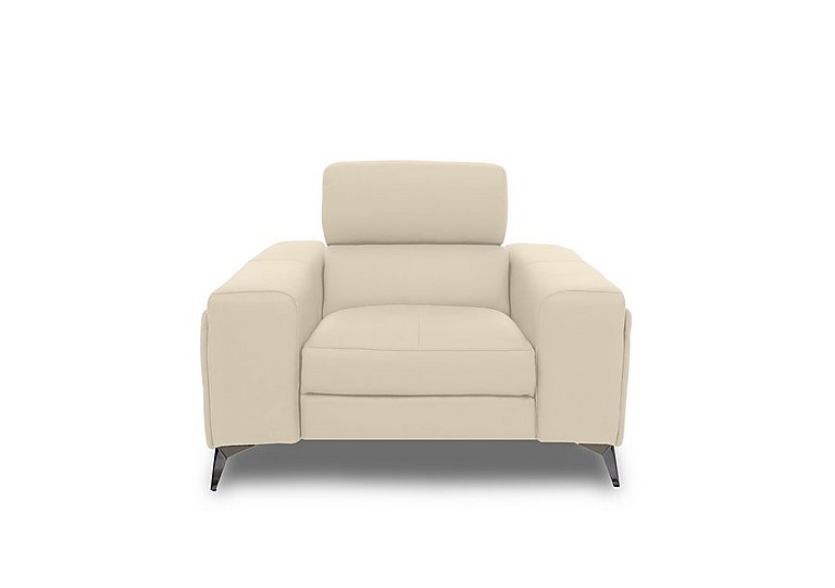 Action Leather Armchair with Manual Storage Arm - Stone
