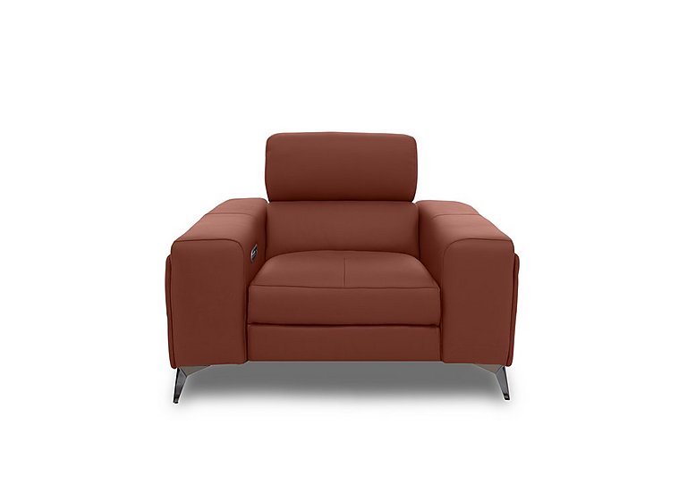 Action Leather Armchair with Manual Storage Arm - Red Maple