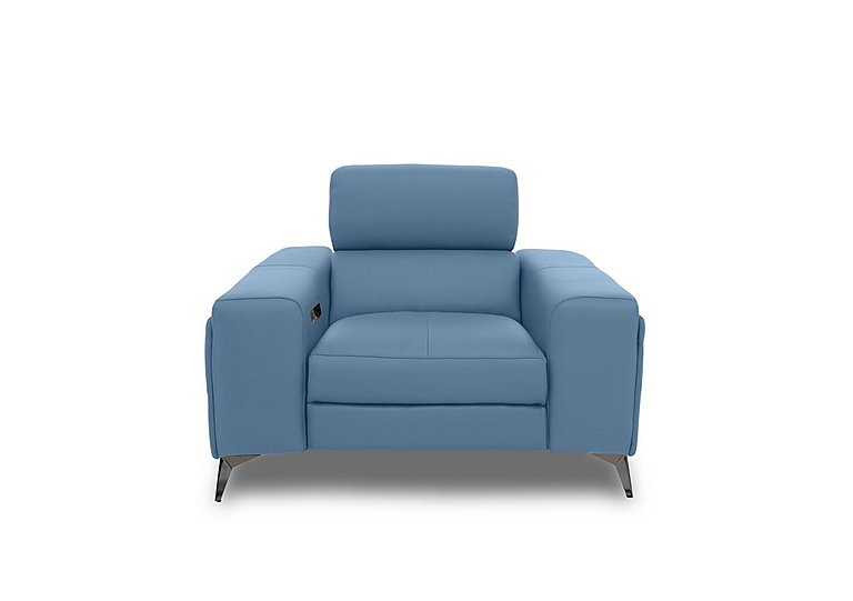 Action Leather Power Recliner Armchair - Blu
