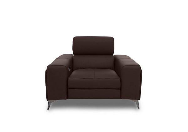 Action Leather Power Recliner Armchair  Burgundy | Bed Sava