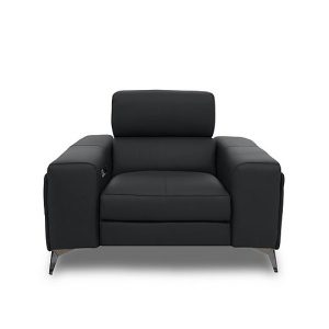 Action Leather Power Recliner Armchair  Natural Black Mica | Bed Sava