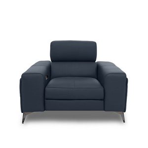 Action Leather Power Recliner Armchair  Natural Milled Navy | Bed Sava