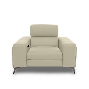 Action Leather Power Recliner Armchair  Natural Sand | Bed Sava