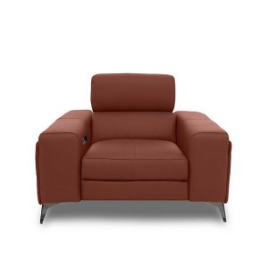 Action Leather Power Recliner Armchair  Red | Bed Sava